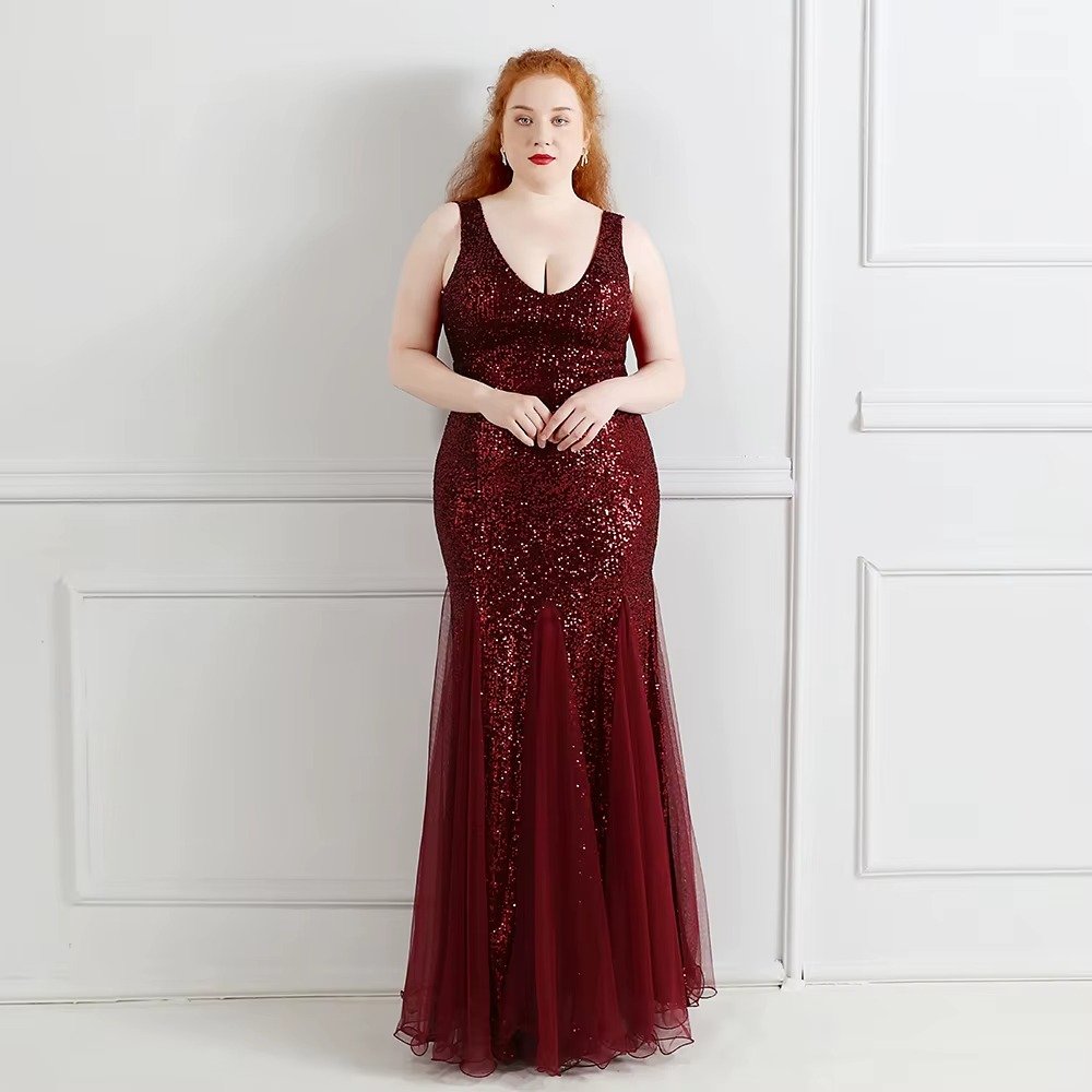 Vestido burdeos tallas extra — Emma Velázquez