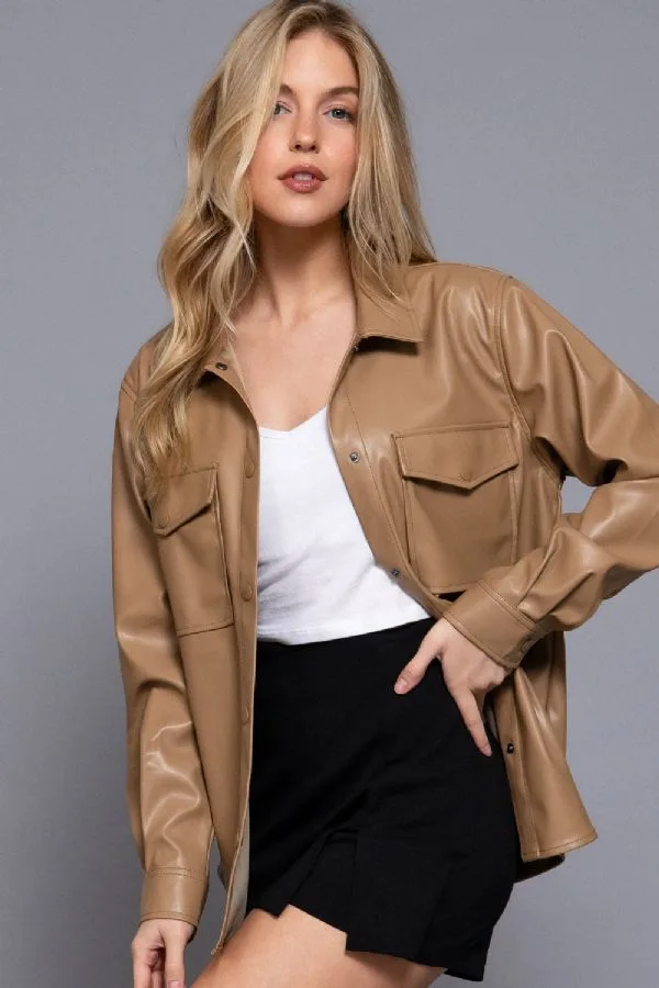 Chaqueta Larga De Piel Sintética J13642