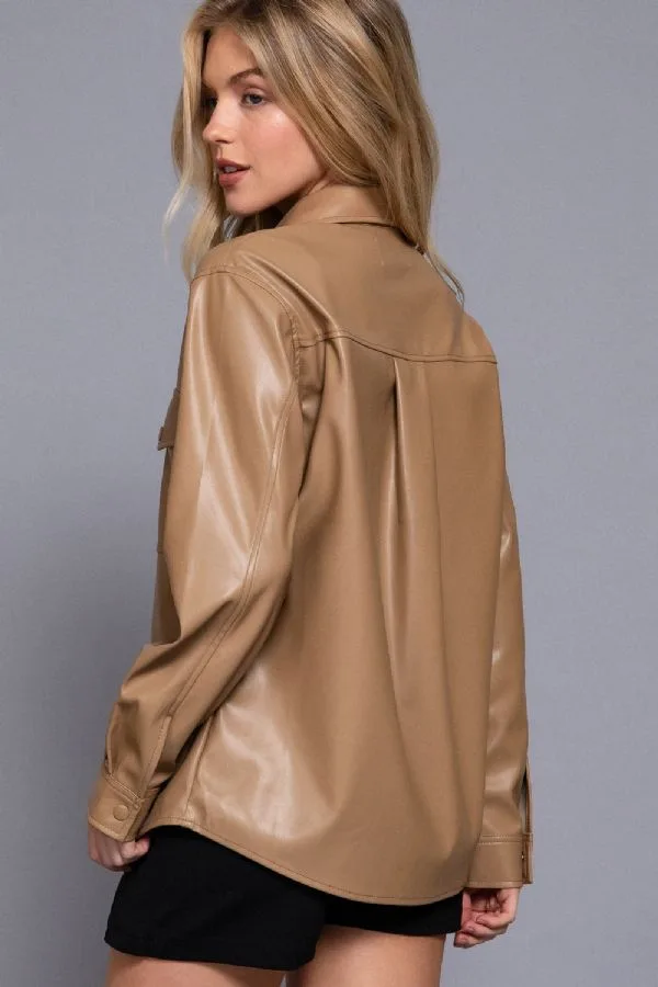 Chaqueta Larga De Piel Sintética J13642