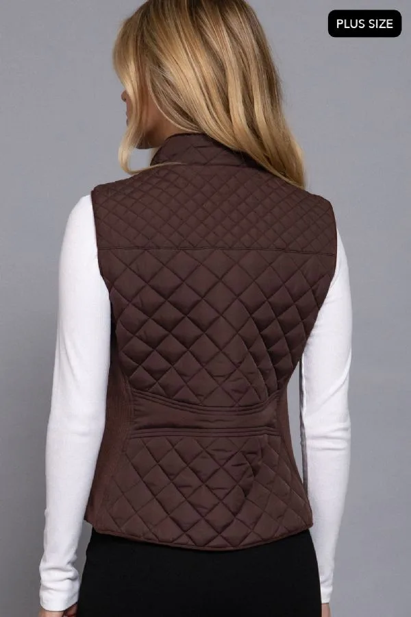 Chaleco Casual Acolchado Marrón Con Cierre Metálico Para Dama – Modelo J73542