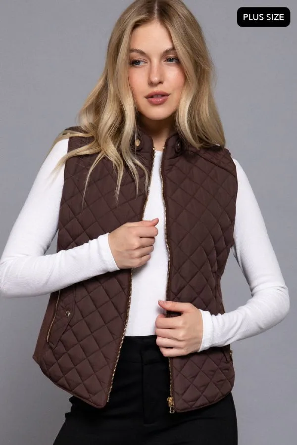 Chaleco Casual Acolchado Marrón Con Cierre Metálico Para Dama – Modelo J73542