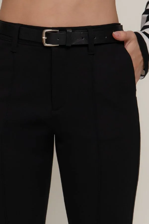 Pantalón Casual Recto De Tiro Alto Negro Con Cinturón – Modelo P14873