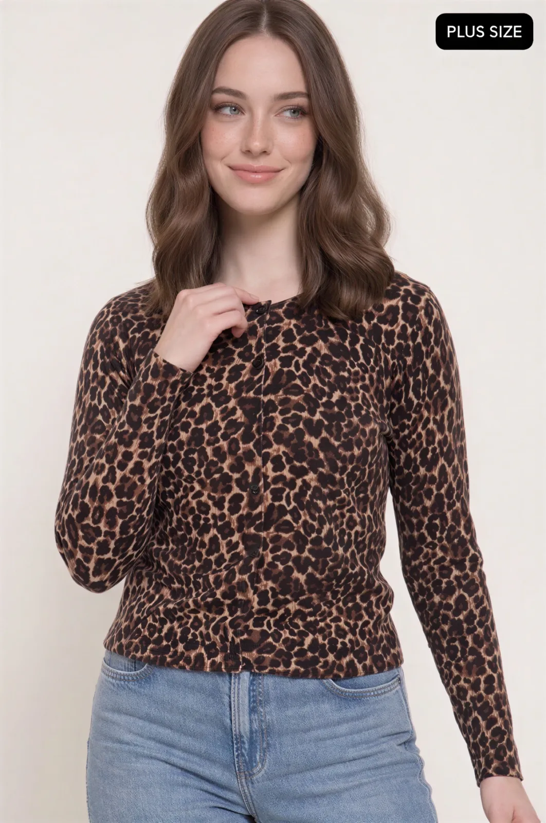Suéter Delgado Abotonado Animal Print Leopardo Dama – Modelo Sw75519
