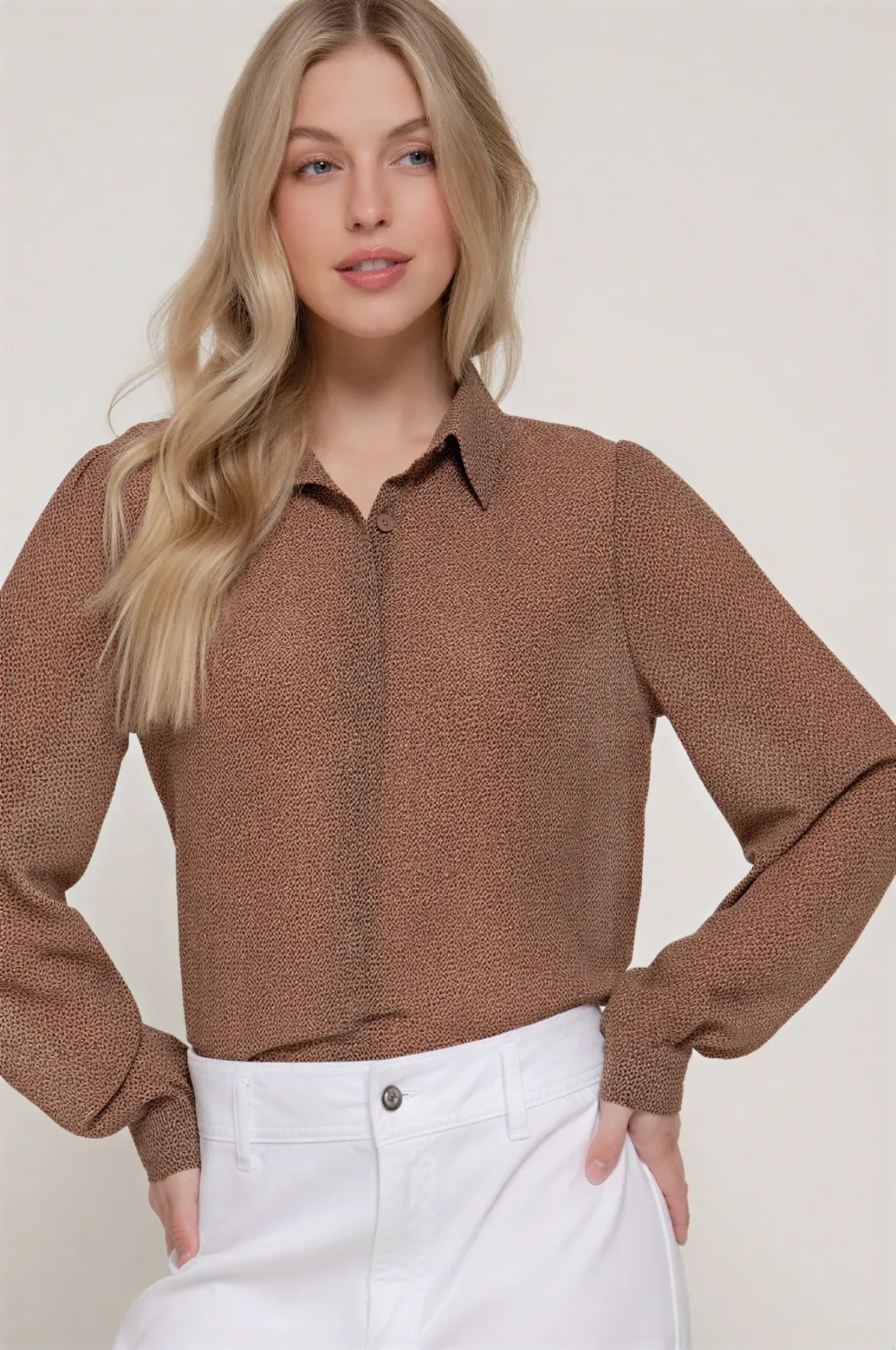 Camisa Casual De Mangas Abullonadas Y Estampado Animal Print Para Mujer – Modelo T14577