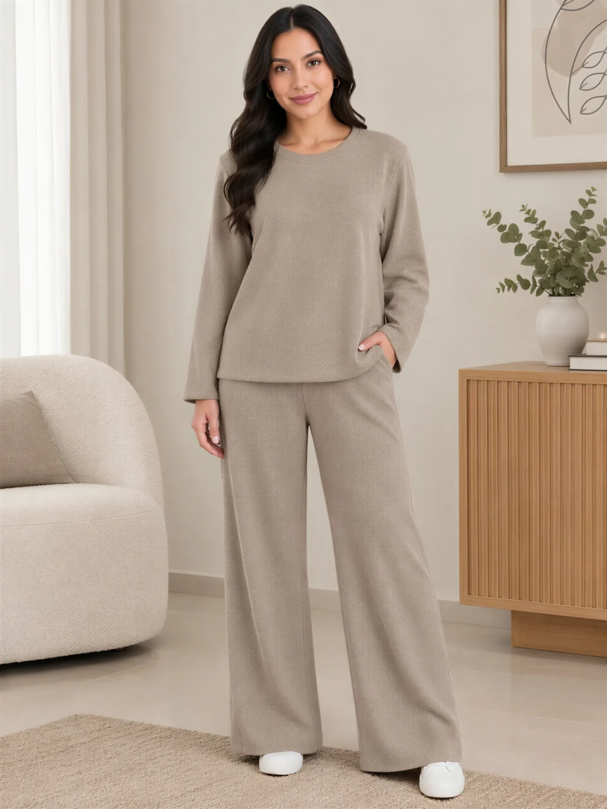Conjunto Casual De Dos Piezas Para Dama Con Textura Acanalada – Modelo 293 — vista 3