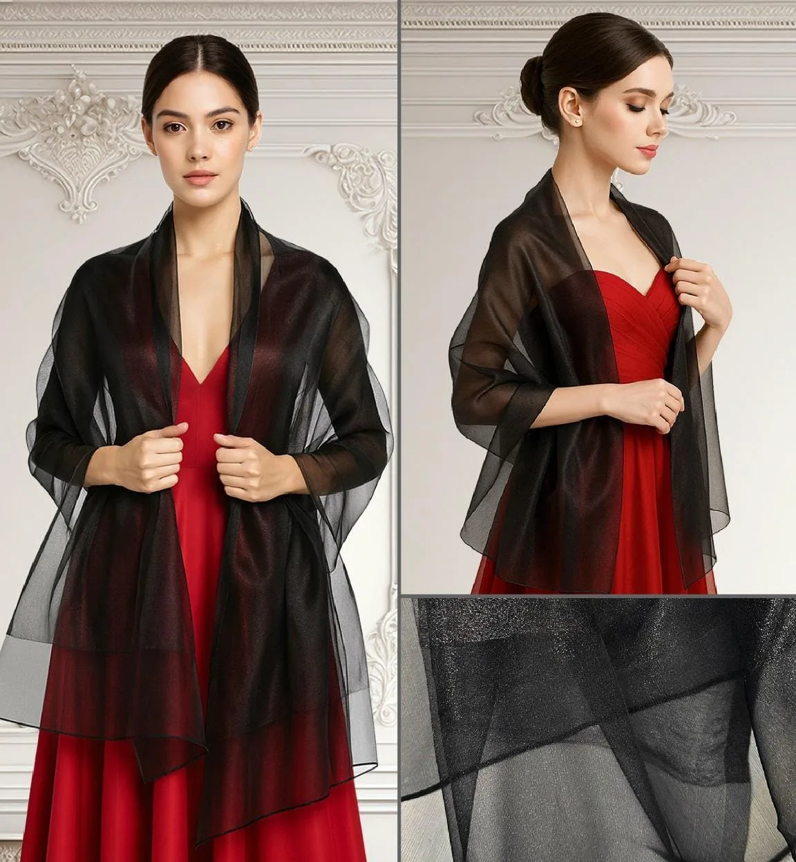Chalina De Gasa Brillante Para Vestido De Fiesta Y Gala – Modelo 224 — vista 3
