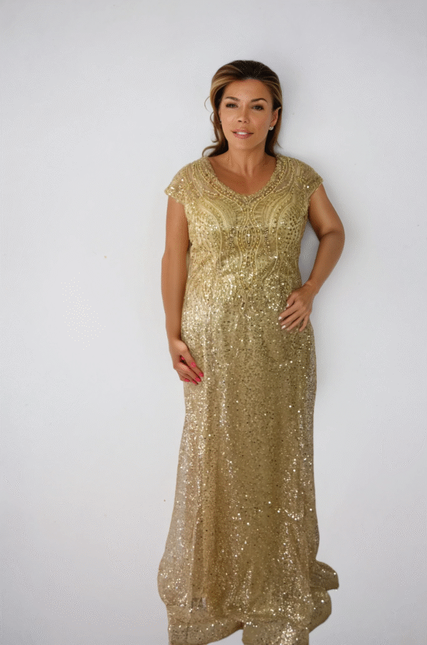 Vestido Largo de Fiesta con Lentejuelas- EV815